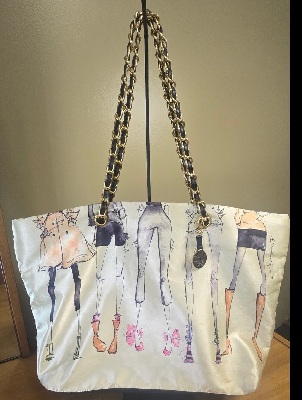 Satin Tote DSW 20 Year Anniversary Celebration Gold Toned Chain Handle Bag